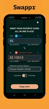 Swappr swap form with fixed or float rate